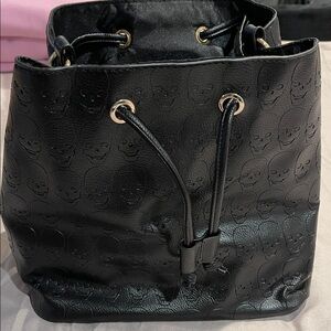 Chic Black Skull Embossed Backpack